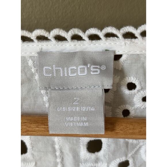 White 12 / 14 Eyelet Embroidered Shirt Top Blouse Pullover Stunning Classic - Picture 4 of 6